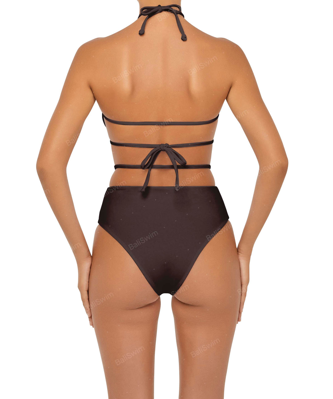 BSWS-B93 High Waisted Strap Cutout Bikini Bottom