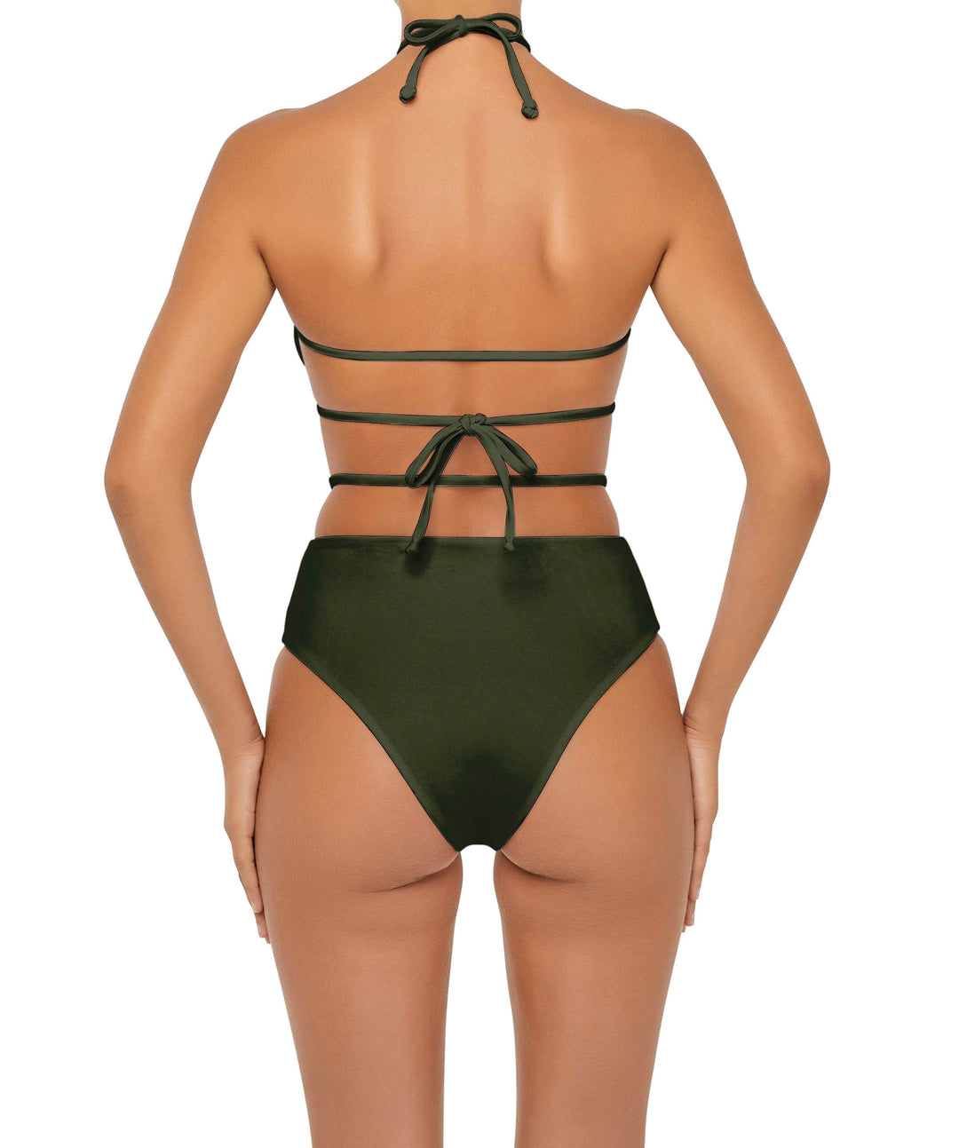 BSWS-B93 High Waisted Strap Cutout Bikini Bottom