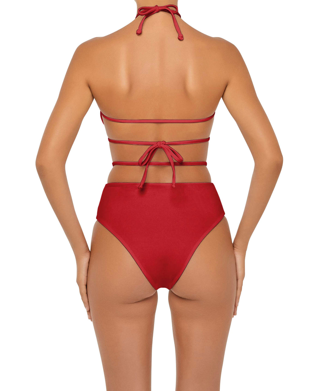 BSWS-B93 High Waisted Strap Cutout Bikini Bottom