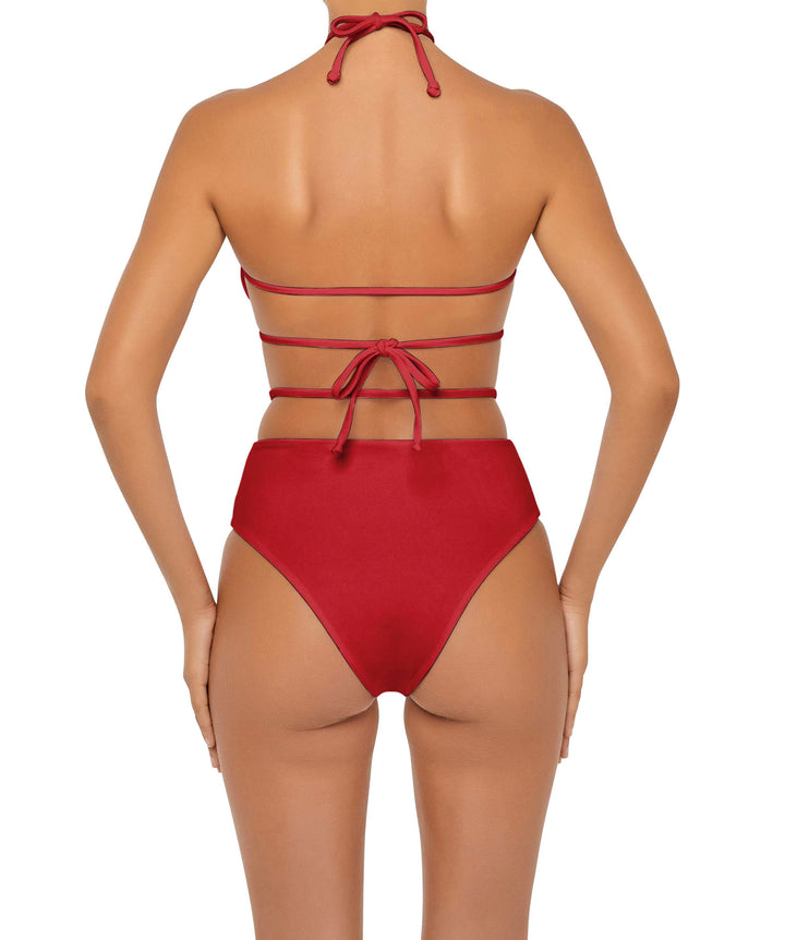 BSWS-B93 High Waisted Strap Cutout Bikini Bottom