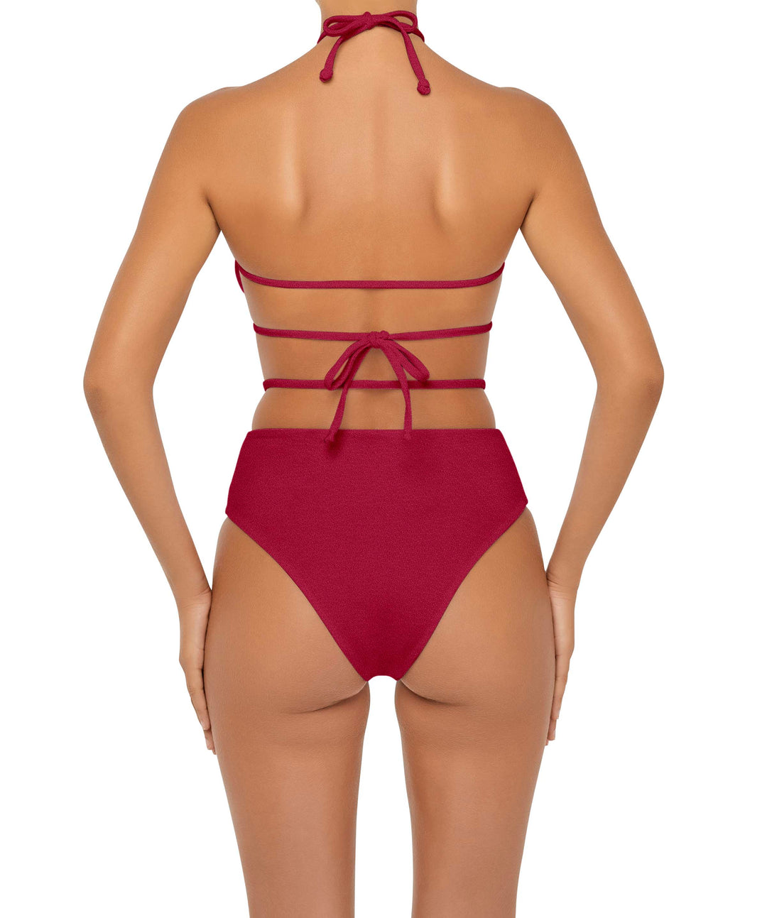 BSWS-B93 High Waisted Strap Cutout Bikini Bottom