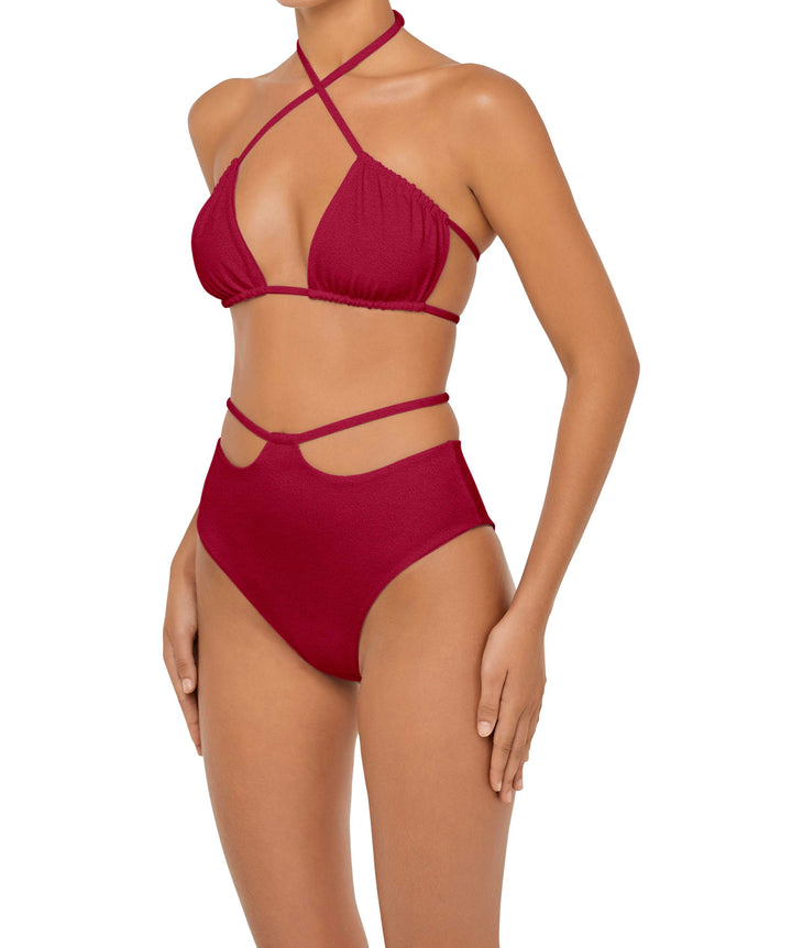 BSWS-B93 High Waisted Strap Cutout Bikini Bottom