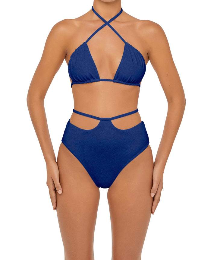 BSWS-B93 High Waisted Strap Cutout Bikini Bottom
