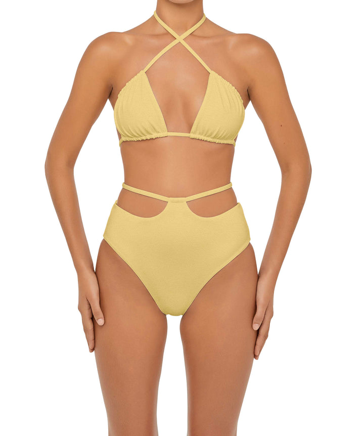 BSWS-B93 High Waisted Strap Cutout Bikini Bottom