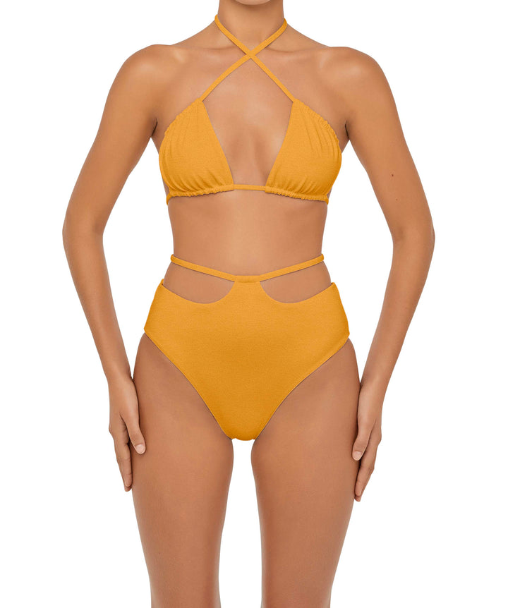 BSWS-B93 High Waisted Strap Cutout Bikini Bottom