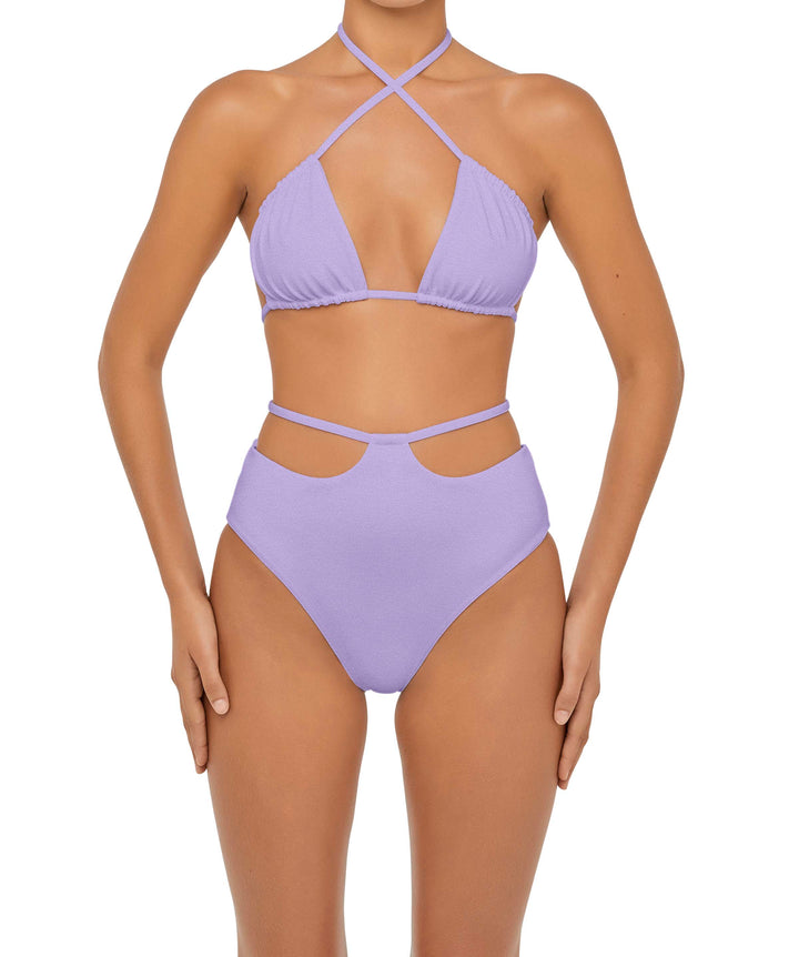 BSWS-B93 High Waisted Strap Cutout Bikini Bottom
