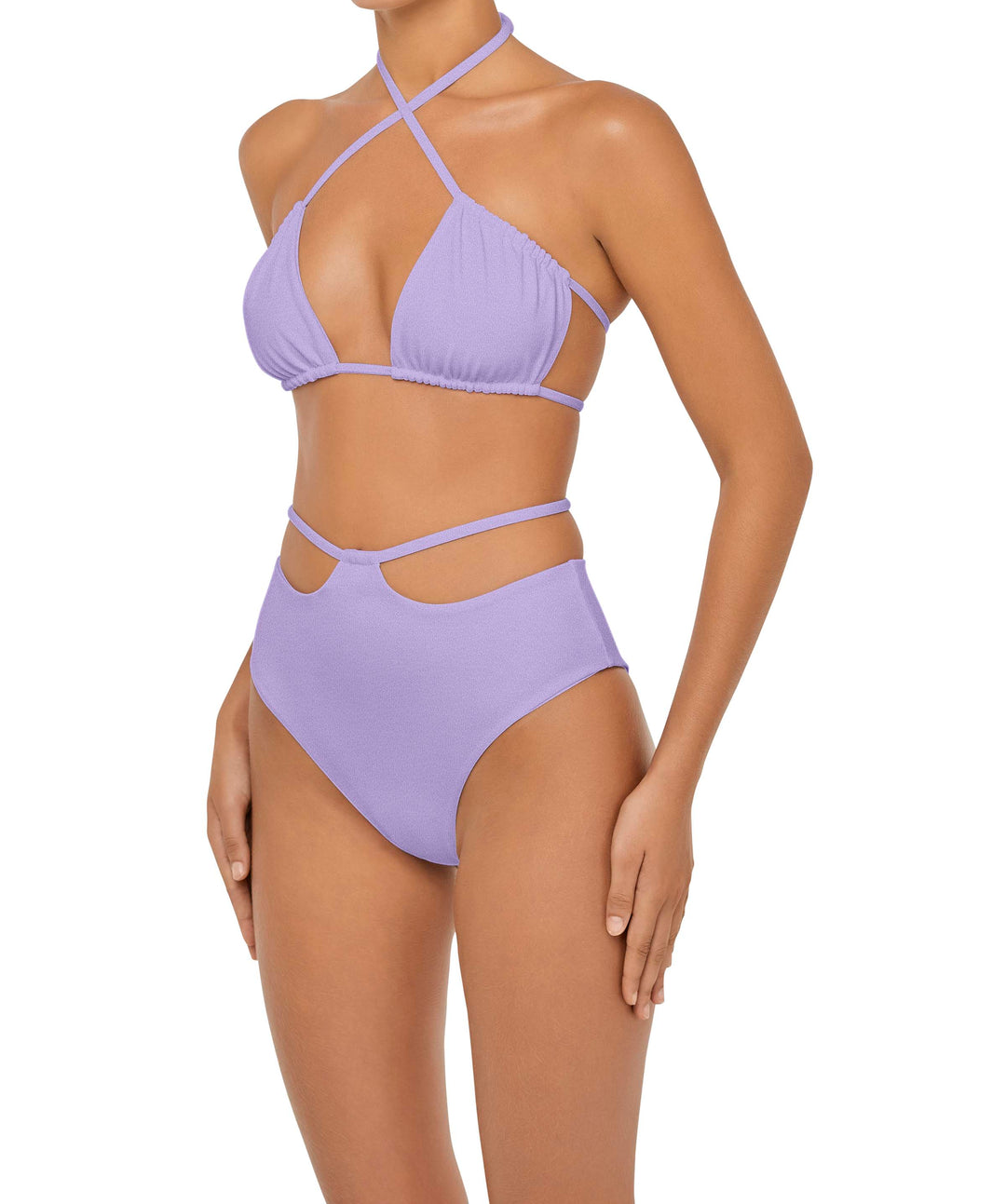 BSWS-B93 High Waisted Strap Cutout Bikini Bottom