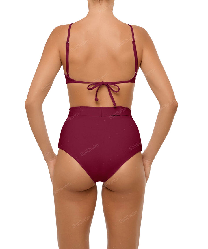 BSWS-B98 Belted High Rise Bikini Bottom