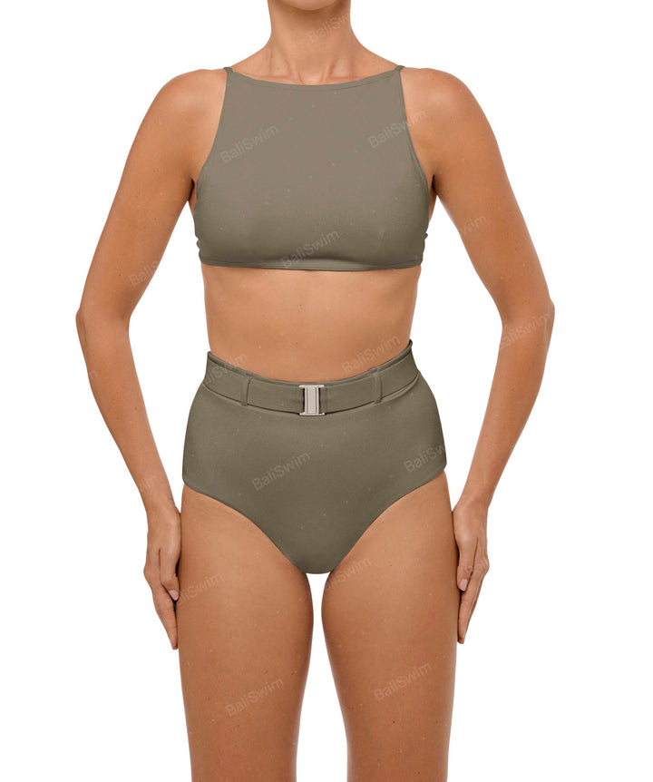 BSWS-B98 Belted High Rise Bikini Bottom