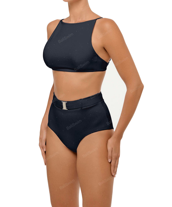 BSWS-B98 Belted High Rise Bikini Bottom