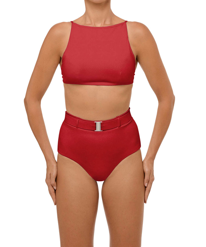 BSWS-B98 Belted High Rise Bikini Bottom