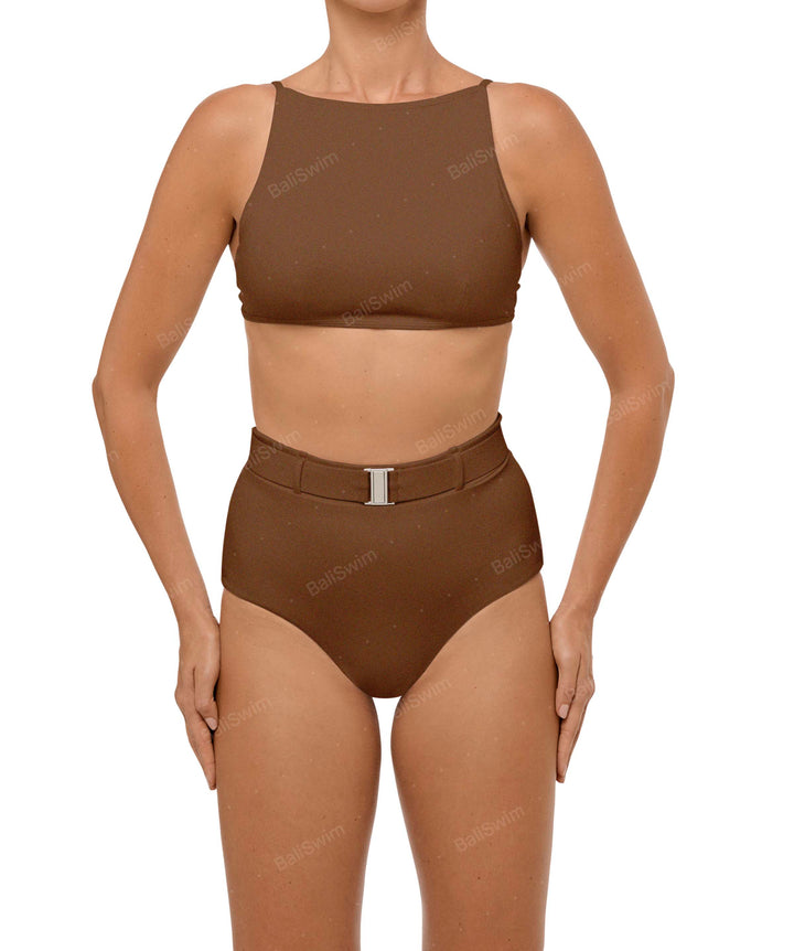 BSWS-B98 Belted High Rise Bikini Bottom