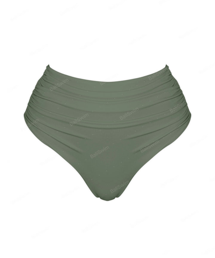 BSWS-B150 Side Shirred High Waisted Bikini Bottom