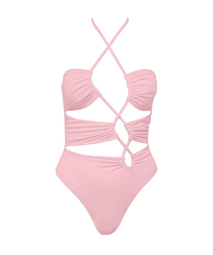 BSWS-S59 Bandeau Halter Asymmetrical Tunnel One Piece