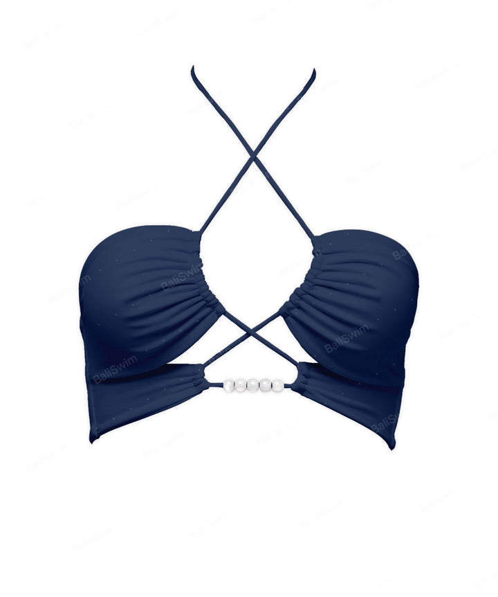BSWS-T121 Cross-strap Beaded Bikini Top