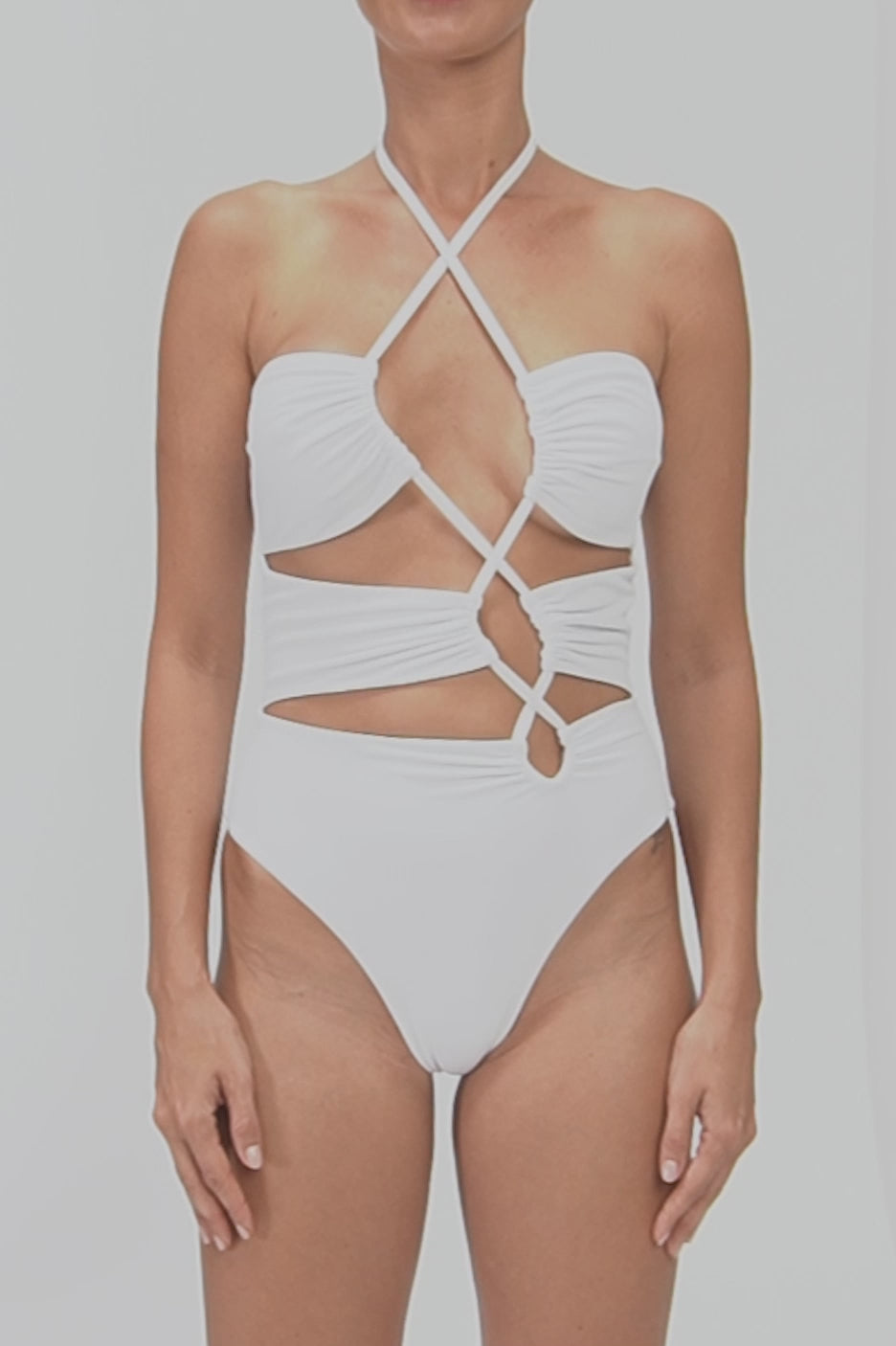 BSWS-S59 Asymmetric Cutout Halter One Piece