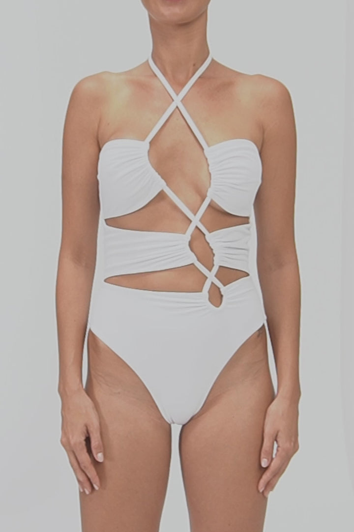 BSWS-S59 Asymmetric Cutout Halter One Piece