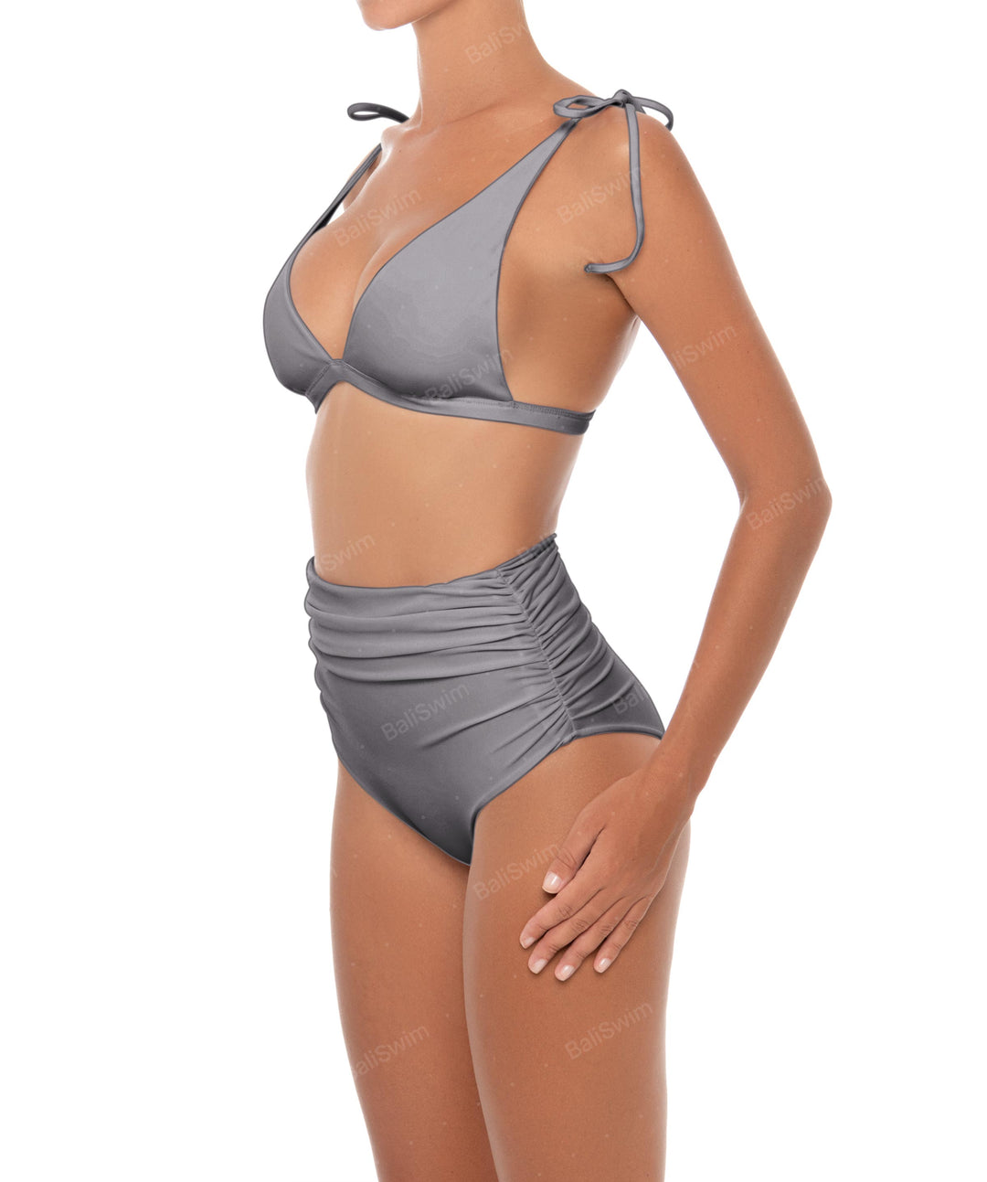 BSWS-B31 Gathered High Rise Bikini Bottom