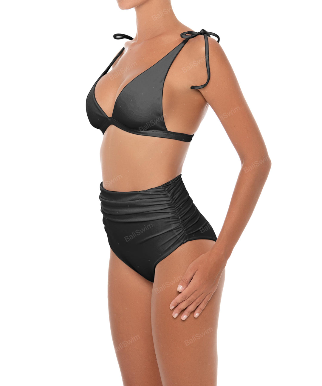 BSWS-B31 Gathered High Rise Bikini Bottom
