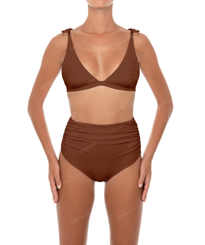 BSWS-B31 Gathered High Rise Bikini Bottom