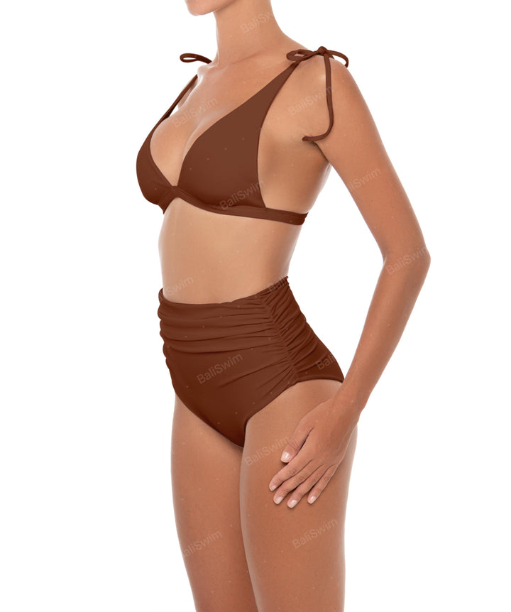 BSWS-B31 Gathered High Rise Bikini Bottom