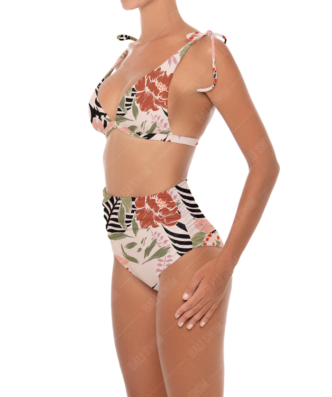 BSWS-B31 Gathered High Rise Bikini Bottom