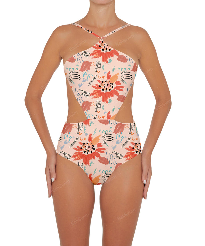 BSWS-S45 Peek a Boo Halter One Piece