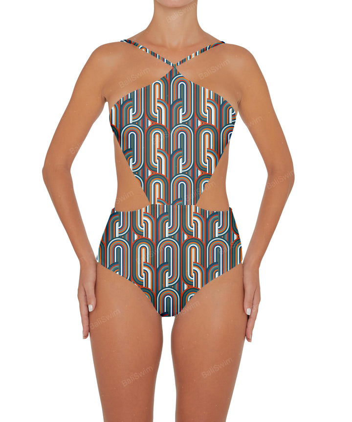 BSWS-S45 Peek a Boo Halter One Piece