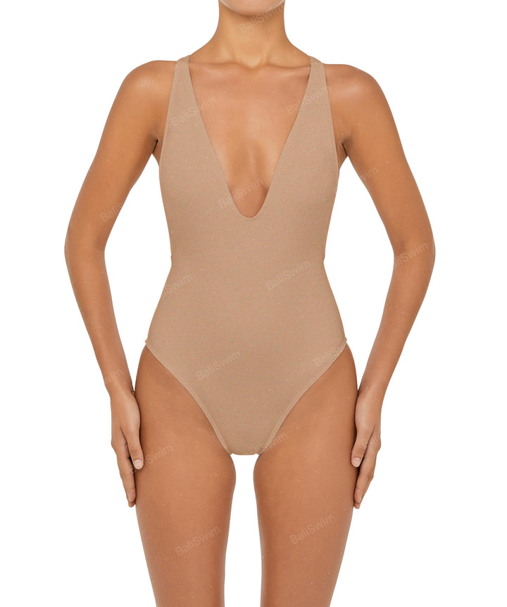 BSWS-S54 Plunge Neck Criss Cross One Piece