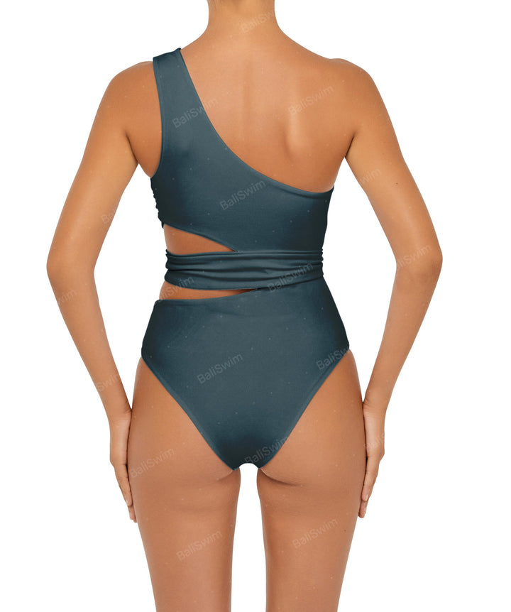 BSWS-S55 Cut Out One Shoulder Swimsuit