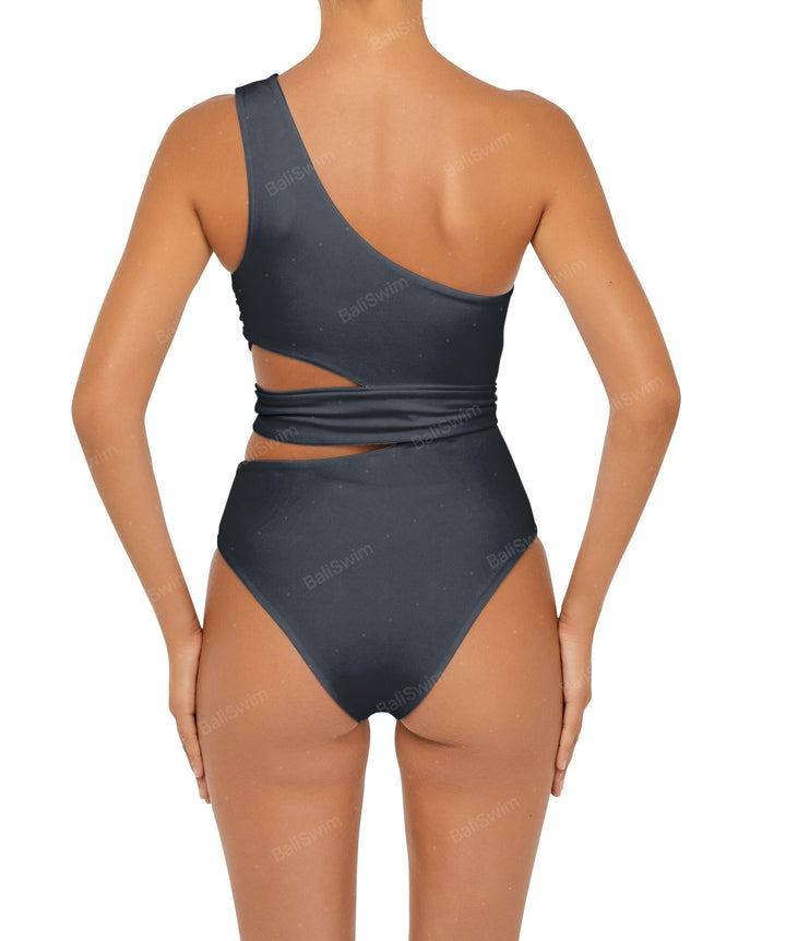 BSWS-S55 Cut Out One Shoulder Swimsuit