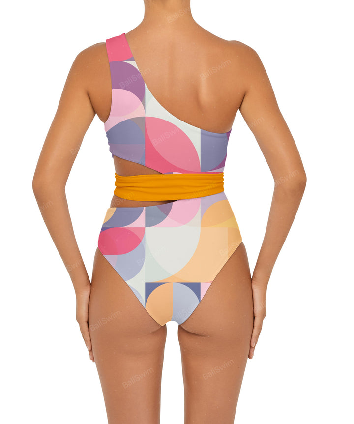 BSWS-S55 Cut Out One Shoulder Swimsuit