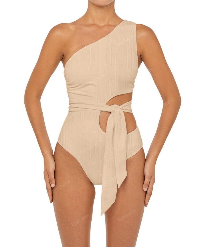 BSWS-S55 Cut Out One Shoulder Swimsuit