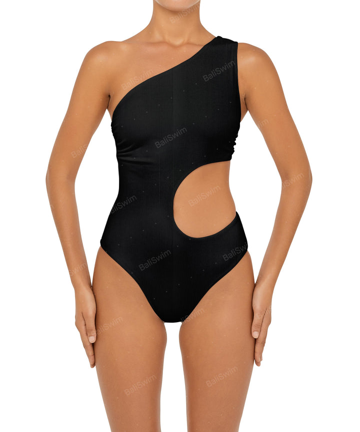 BSWS-S55 Cut Out One Shoulder Swimsuit