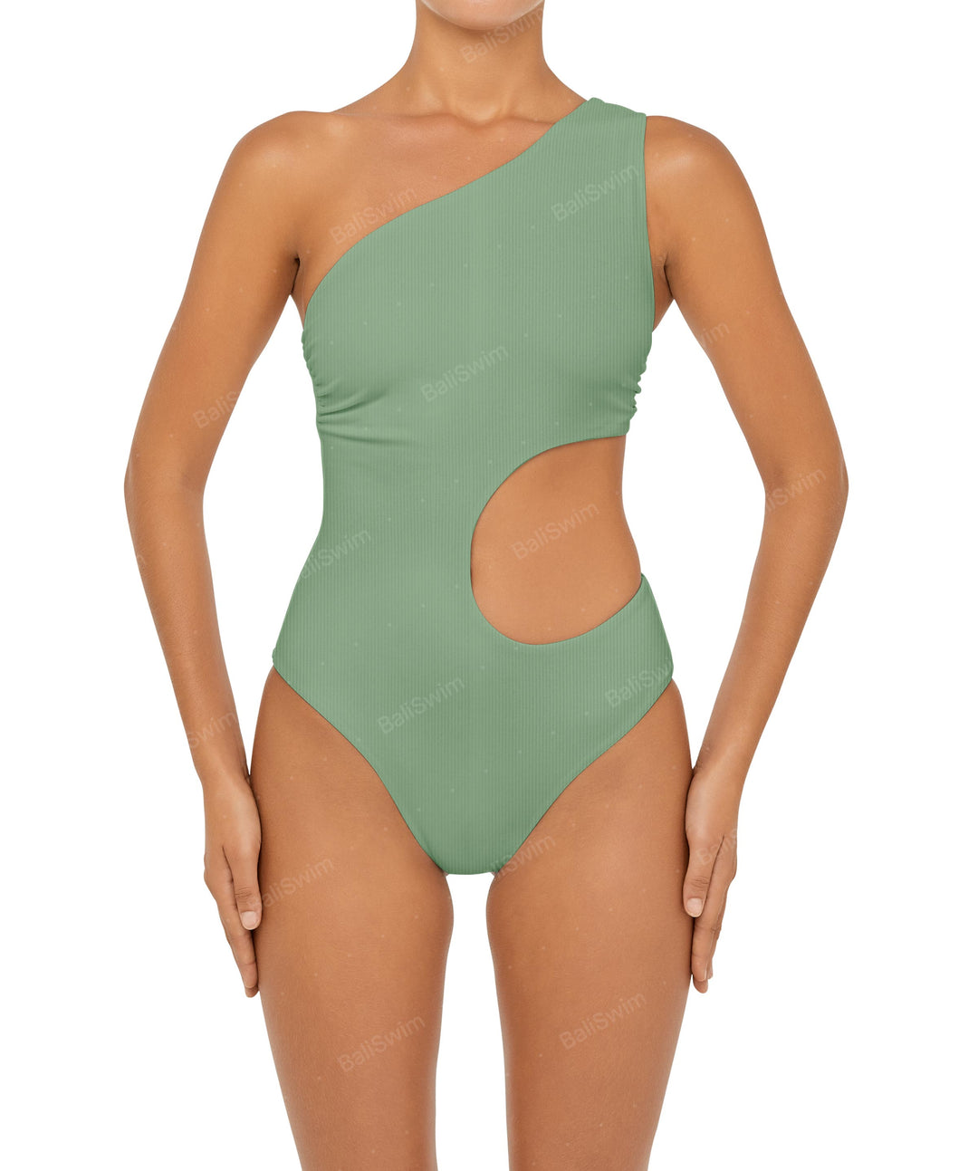 BSWS-S55 Cut Out One Shoulder Swimsuit