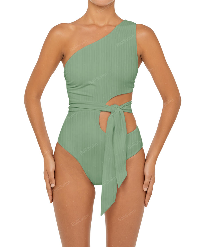BSWS-S55 Cut Out One Shoulder Swimsuit