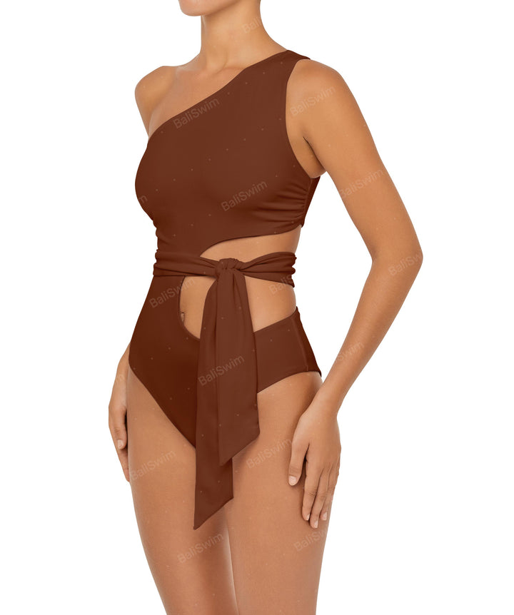 BSWS-S55 Cut Out One Shoulder Swimsuit