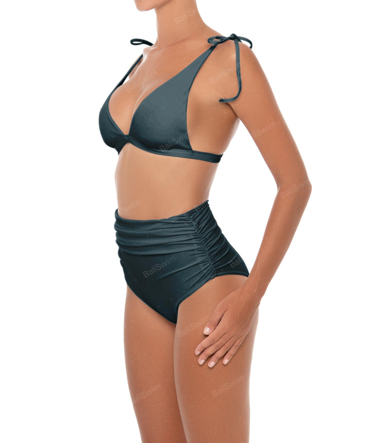 BSWS-B31 Gathered High Rise Bikini Bottom