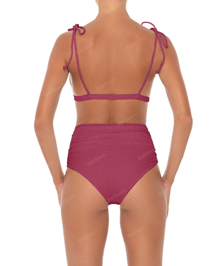 BSWS-B31 Gathered High Rise Bikini Bottom