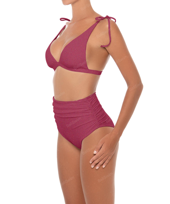 BSWS-B31 Gathered High Rise Bikini Bottom