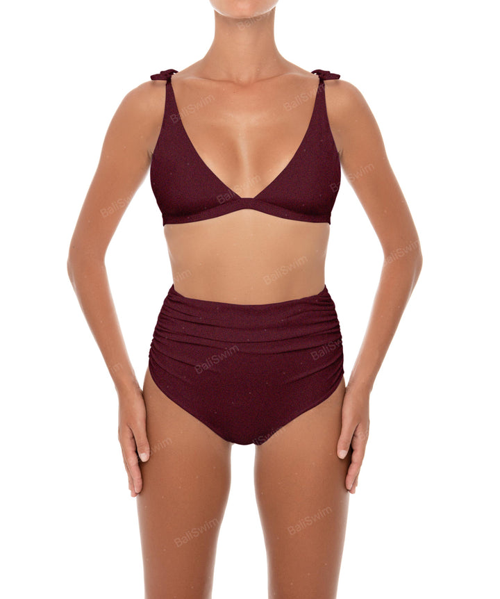 BSWS-B31 Gathered High Rise Bikini Bottom