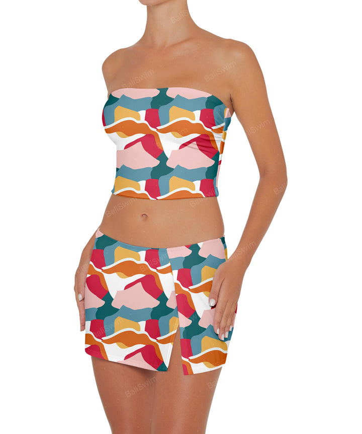 Swim Skirt Bottom Print Abstract Scape (BSWS-B82)
