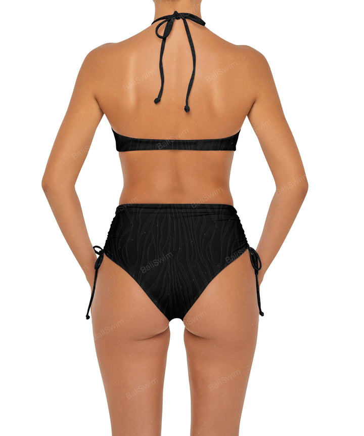 BSWS-B89 Side Ruched High Rise Bikini Bottom