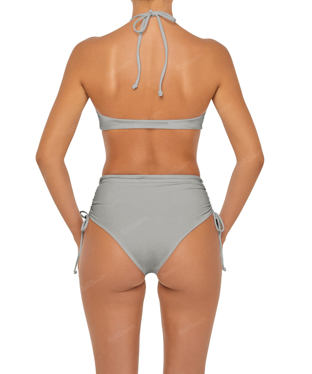 BSWS-B89 Side Ruched High Rise Bikini Bottom