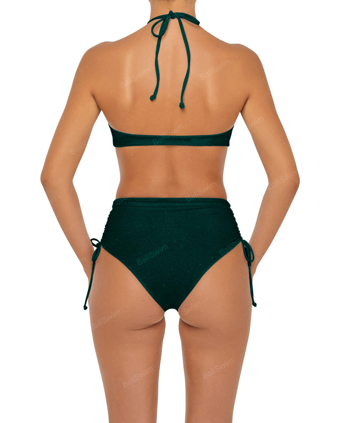 BSWS-B89 Side Ruched High Rise Bikini Bottom