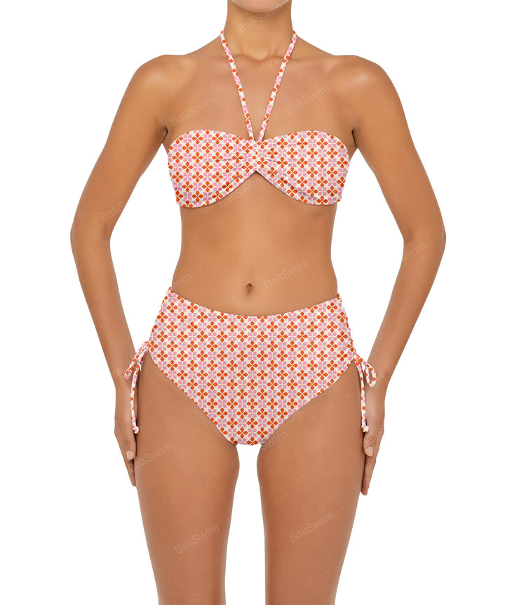 BSWS-B89 Side Ruched High Rise Bikini Bottom