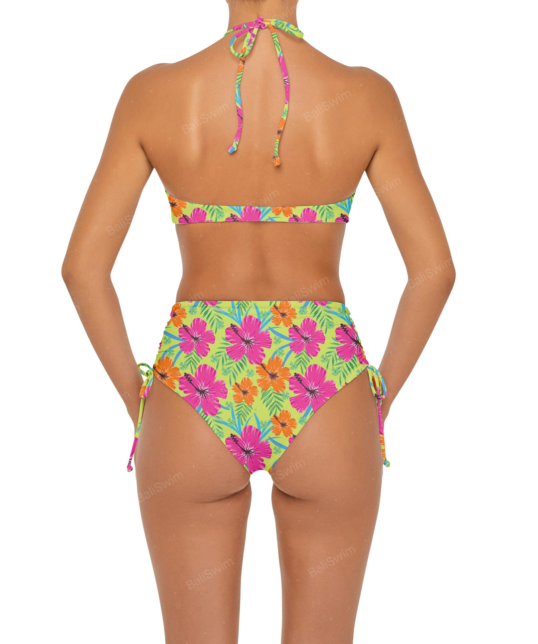 BSWS-B89 Side Ruched High Rise Bikini Bottom