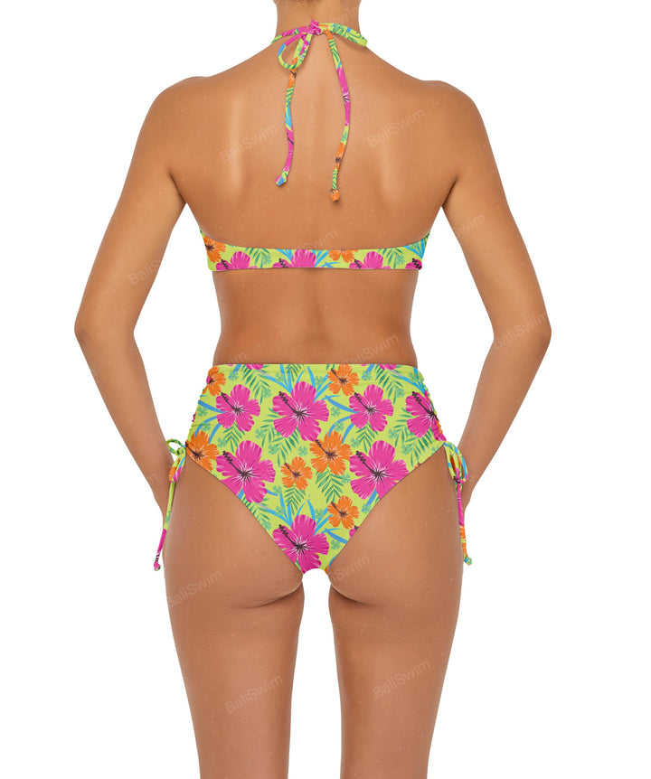 BSWS-B89 Side Ruched High Rise Bikini Bottom