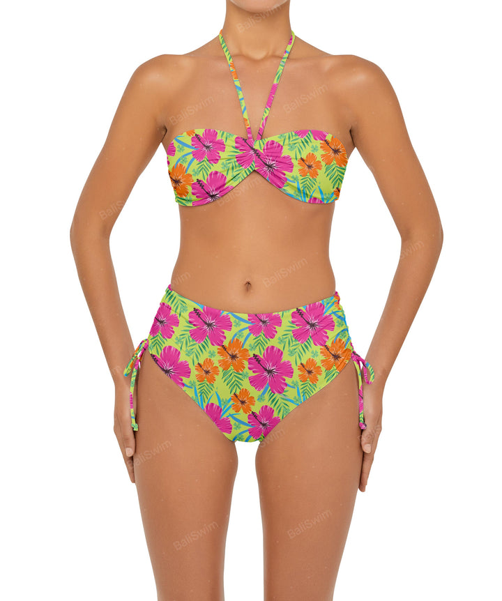 BSWS-B89 Side Ruched High Rise Bikini Bottom