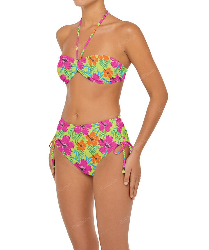 BSWS-B89 Side Ruched High Rise Bikini Bottom